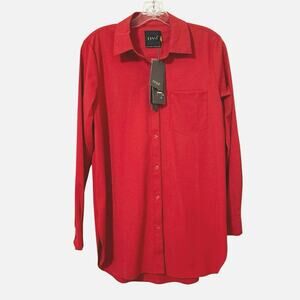 Lysse Schiffer Button Front Long Sleeve Shirt Size S 4/6 Red